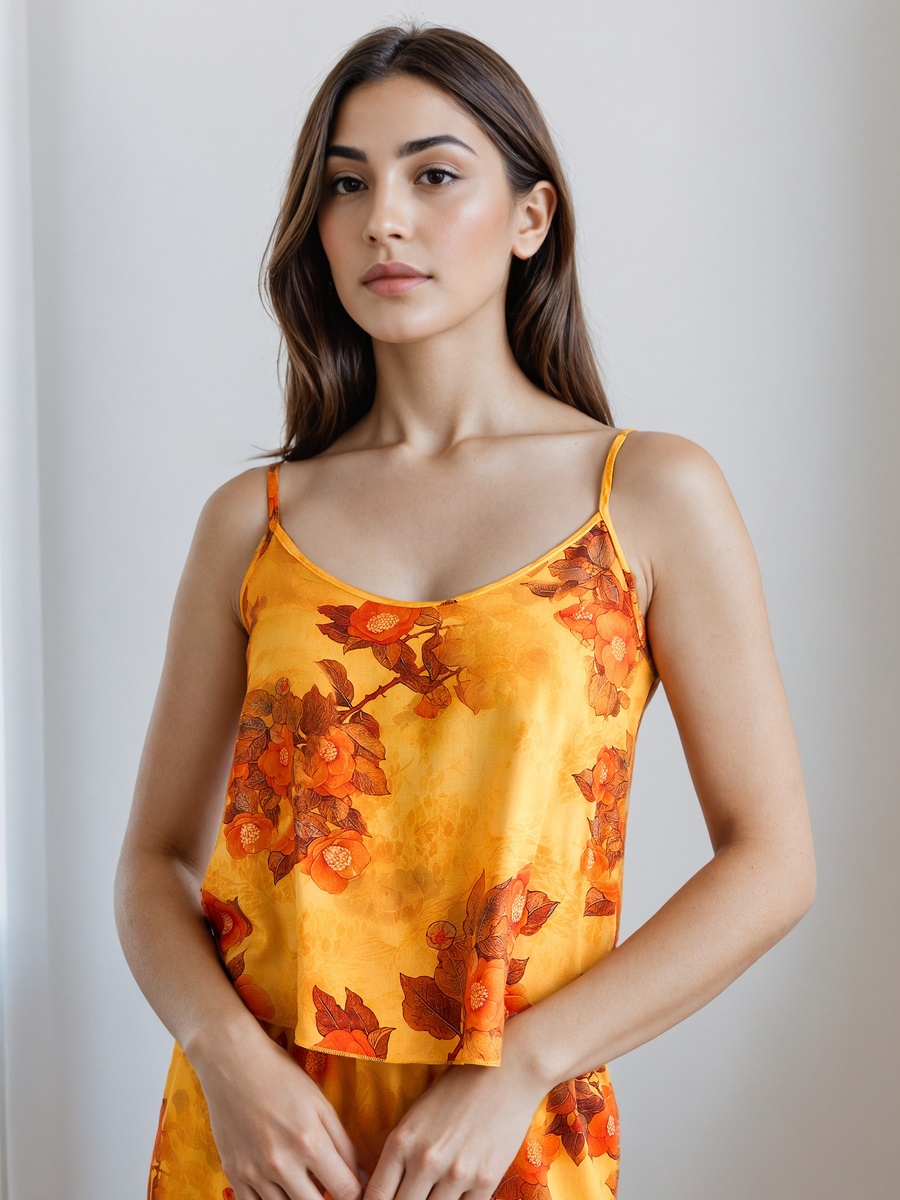 Sleeveless Top and Pyjama Set with Robe