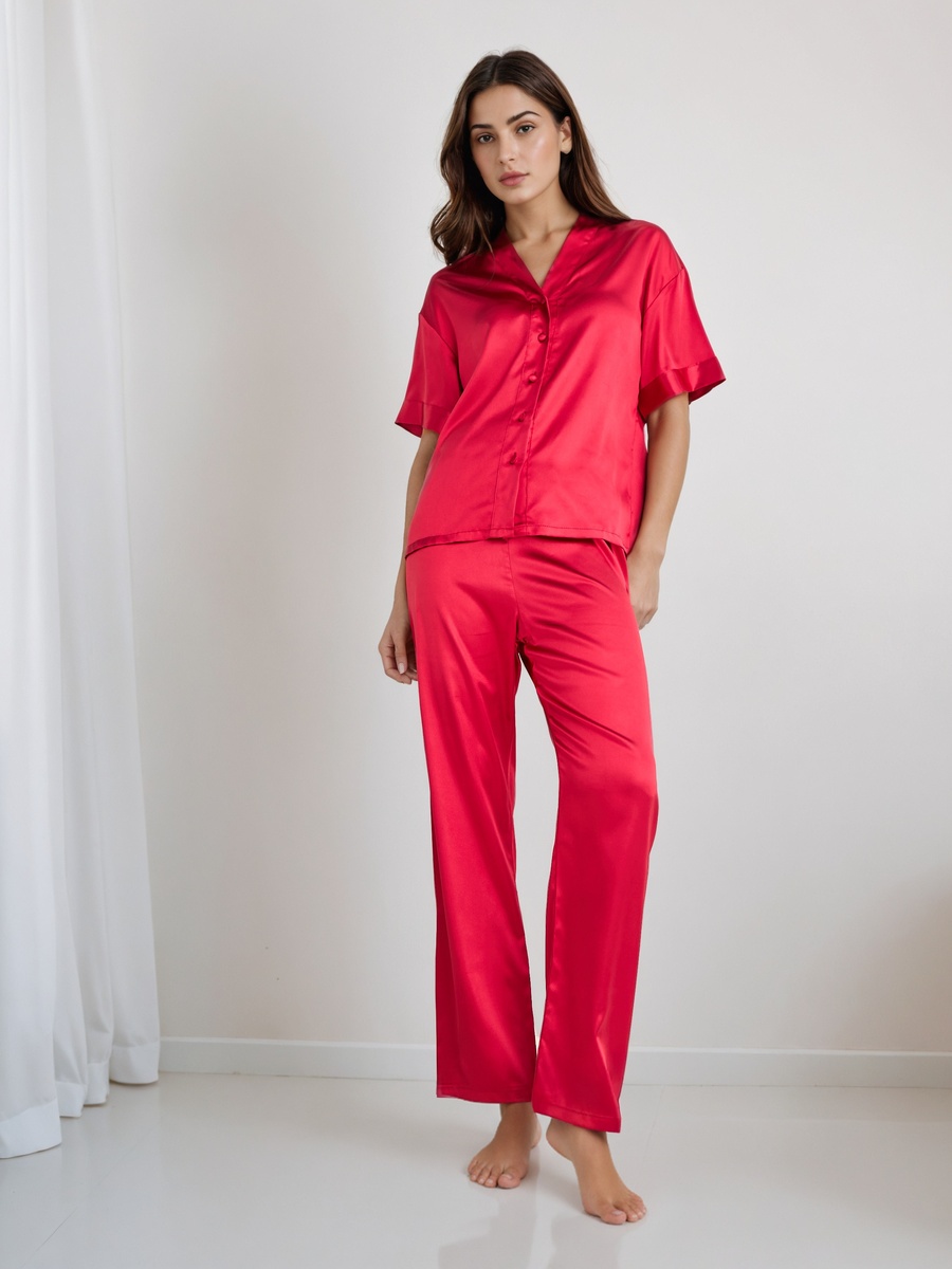 Pyjama Set with Button-Down Shirt and Pants