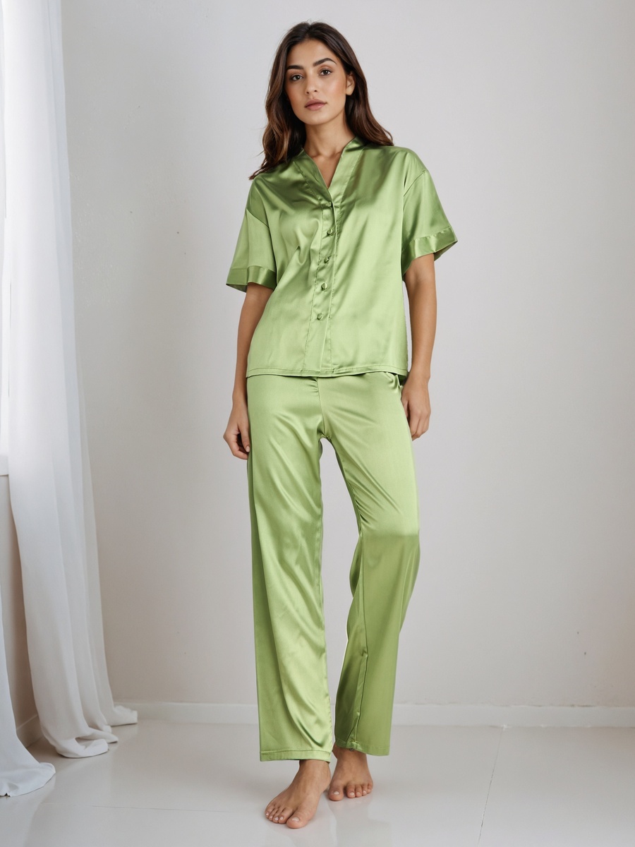 Pyjama Set with Button-Down Shirt and Pants