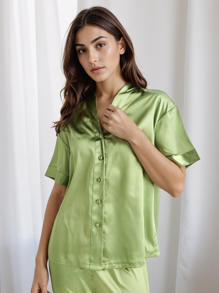 Pyjama Set with Button-Down Shirt and Pants