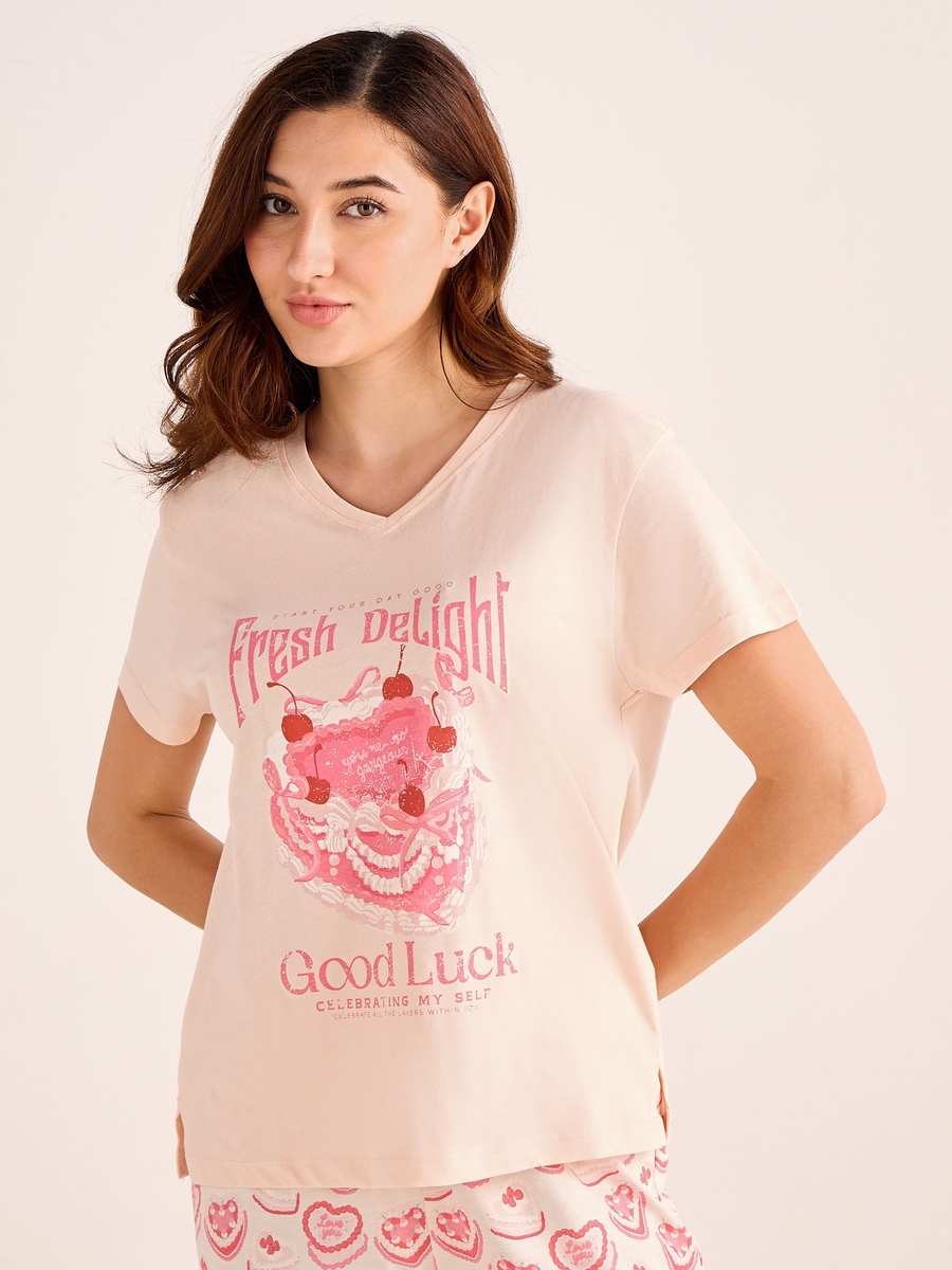 Pyjama Set with Cotton T-Shirt and Pants