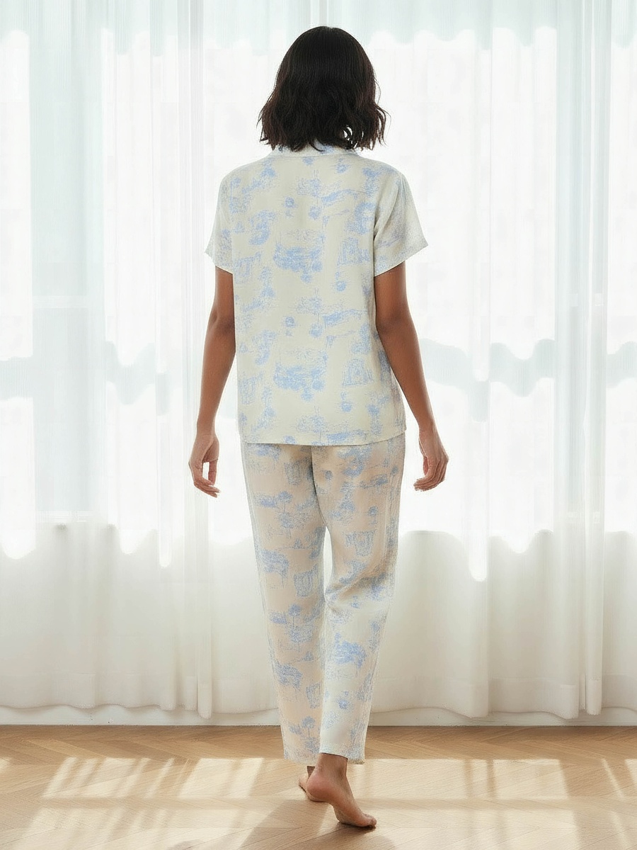 Viscose Top and Pyjama Set with Eye Mask