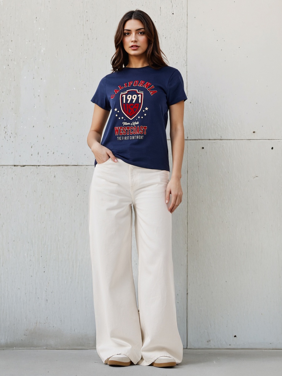 Regular Fit Cotton T-Shirt with Graphic Print