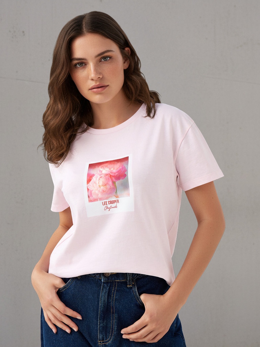 Regular Fit Cotton T-Shirt with Floral Print