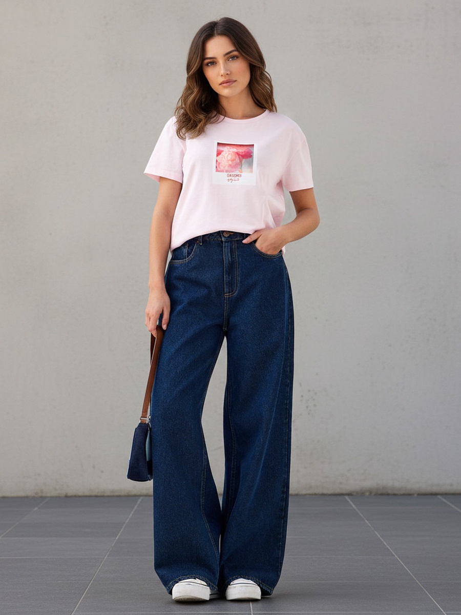 Regular Fit Cotton T-Shirt with Floral Print
