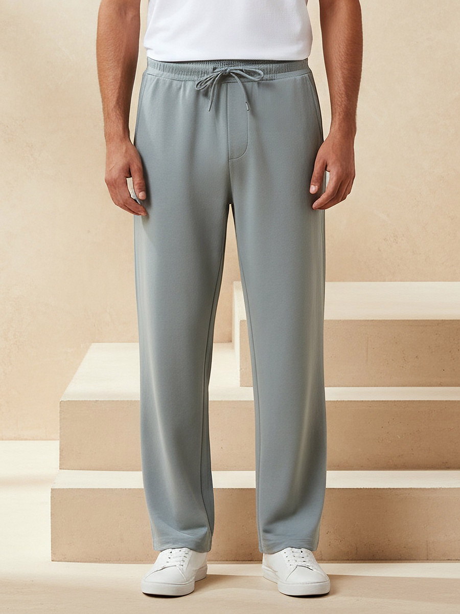 Men Straight Fit Joggers with Pockets