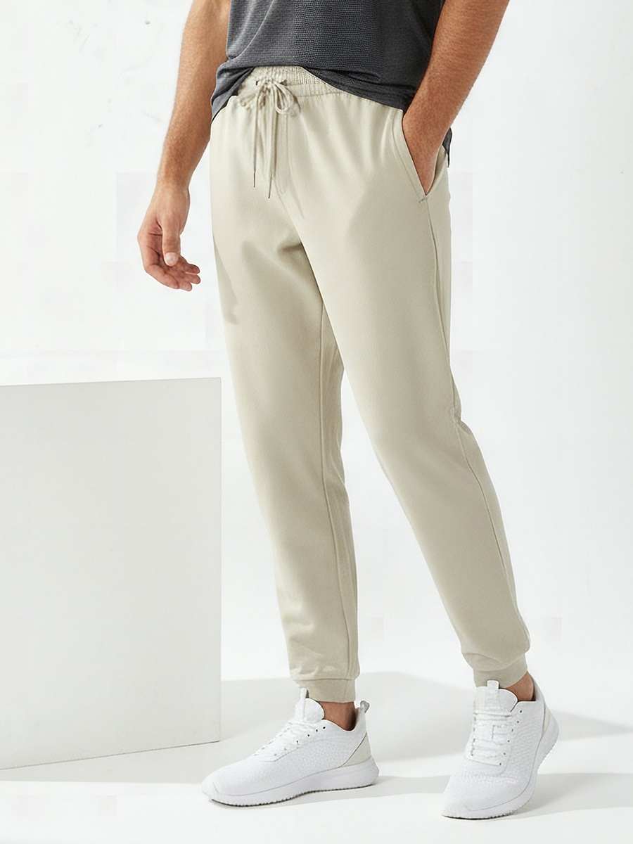 Men Regular Fit Joggers with Drawstring Waist