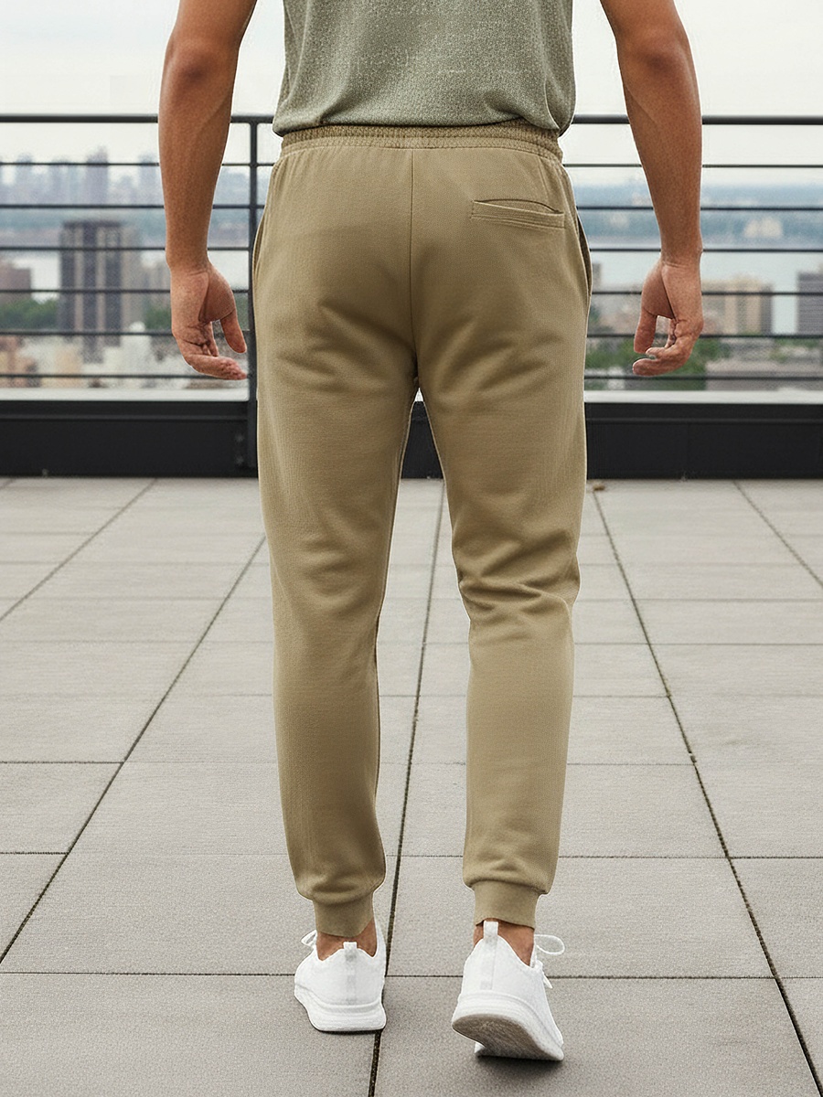 Men Regular Fit Joggers with Drawstring Waist
