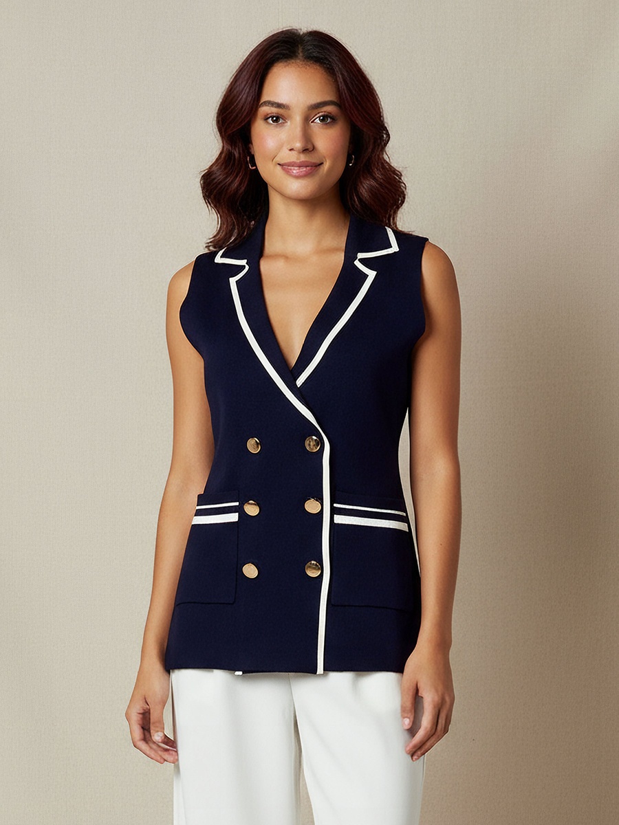 Button Accent Notch Lapel Cardigan