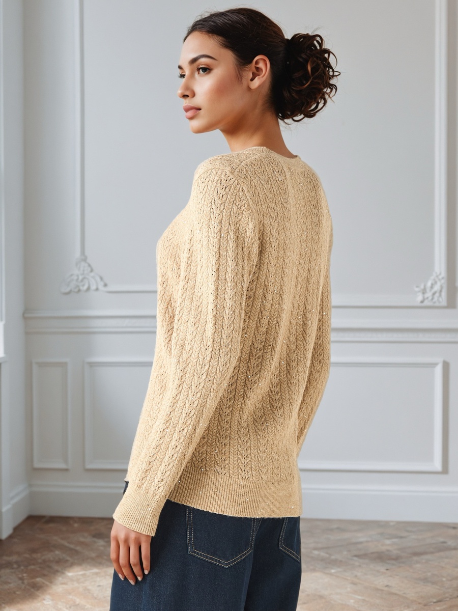 Regular Fit Cable Knit Crew Neck Sweater