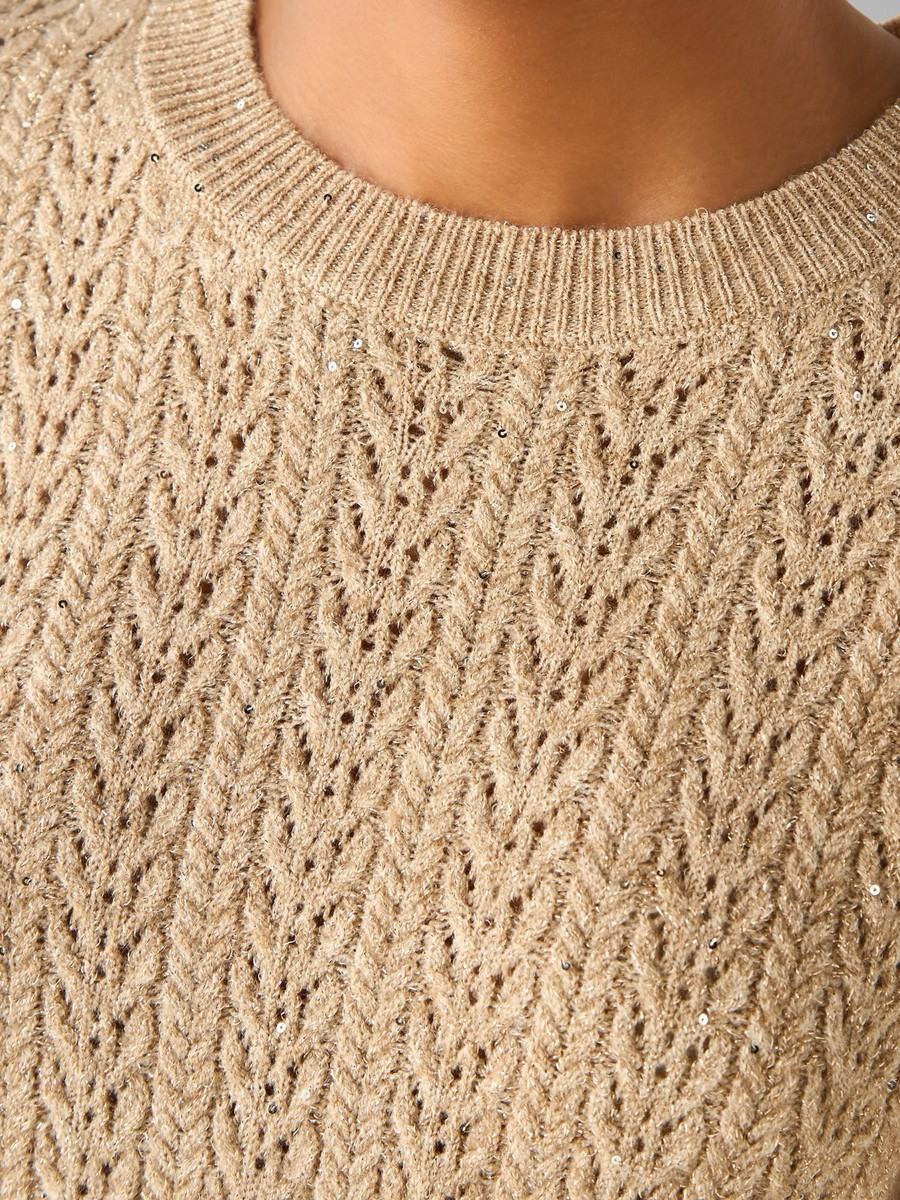 Regular Fit Cable Knit Crew Neck Sweater