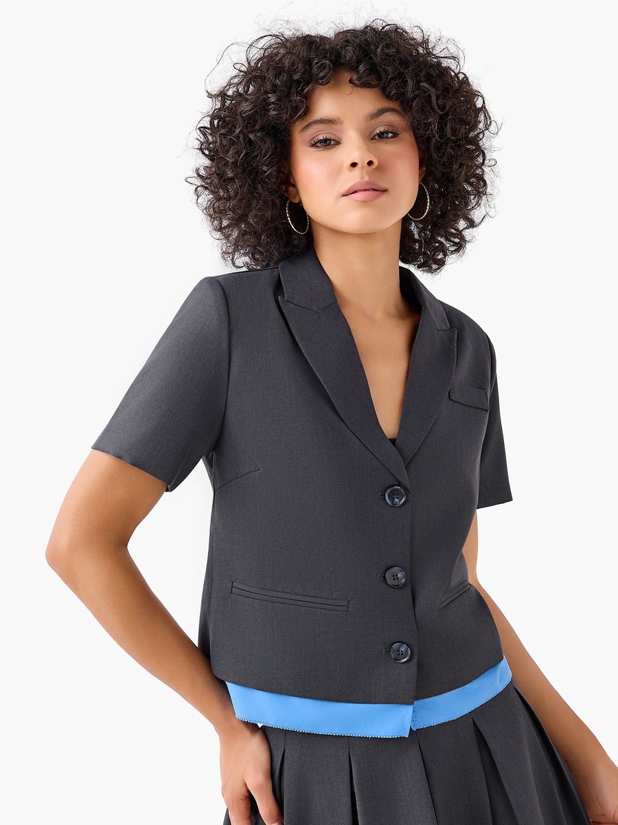 Regular Cotton Jacket with Peak Lapel