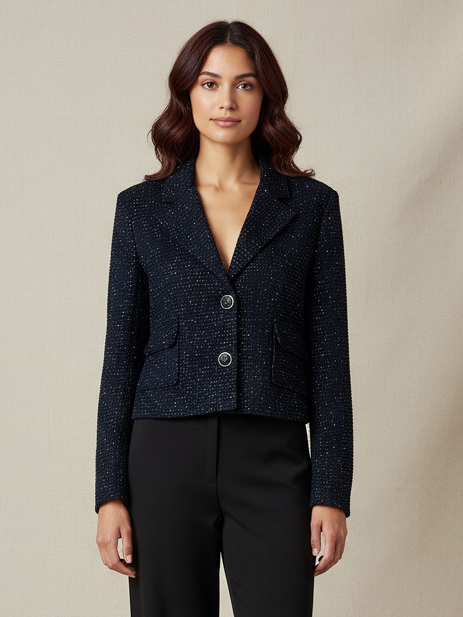 Cropped Jacket with Notch Lapel