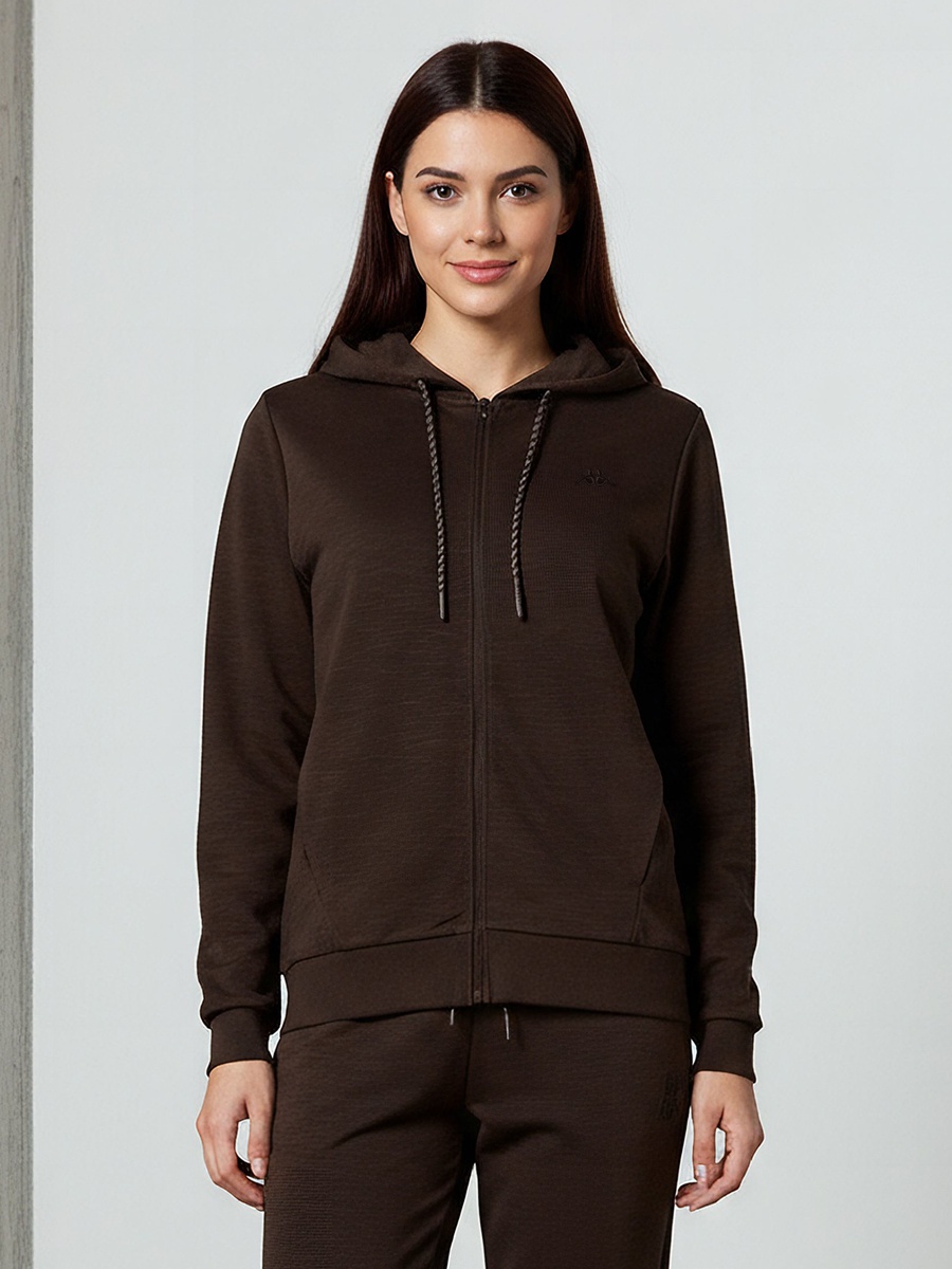 Women Logo Detail Zip Through Hoodie with Long Sleeves