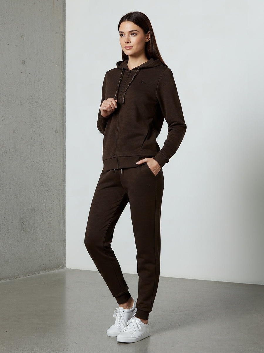 Women Logo Detail Zip Through Hoodie with Long Sleeves
