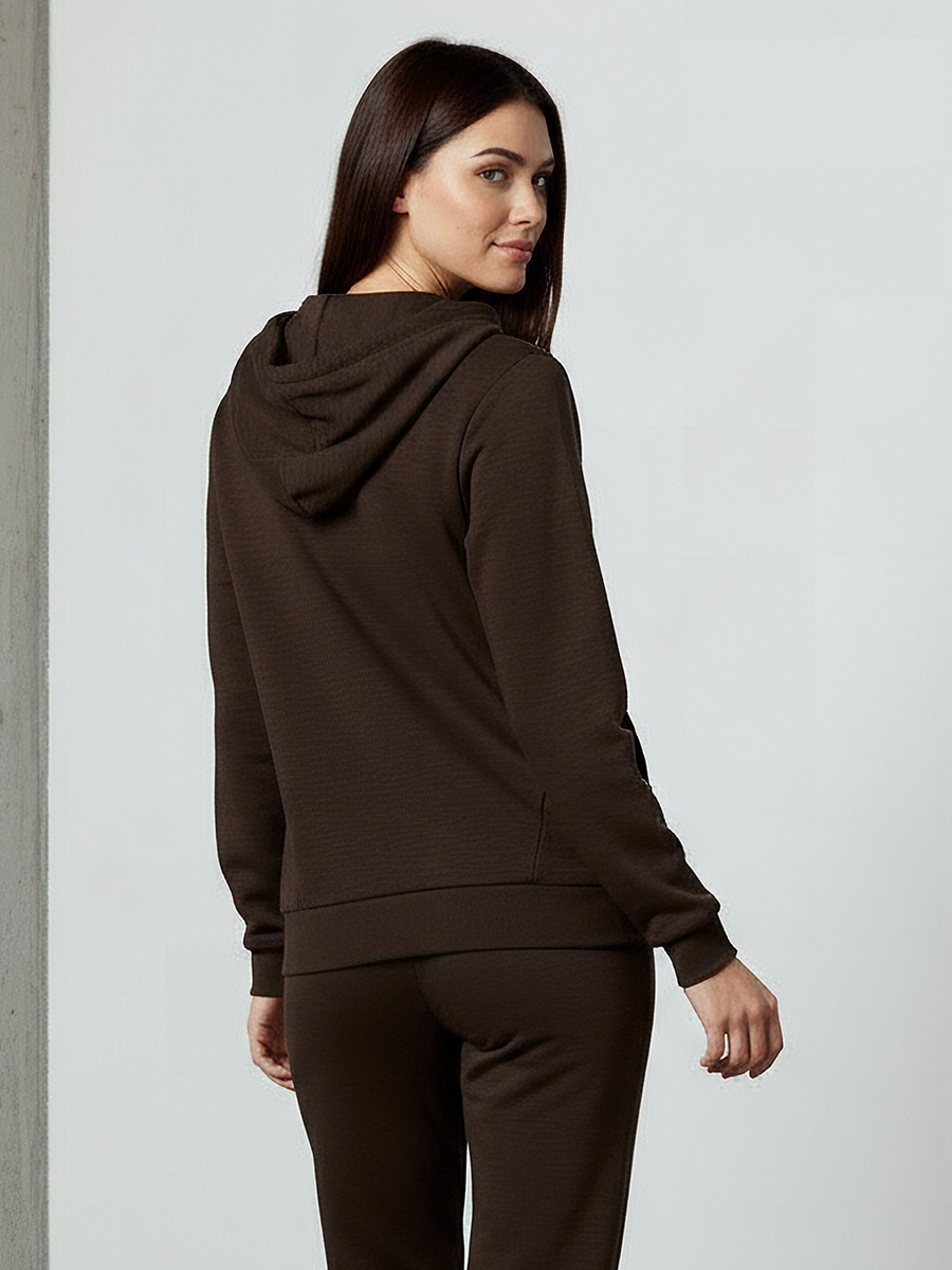 Women Logo Detail Zip Through Hoodie with Long Sleeves