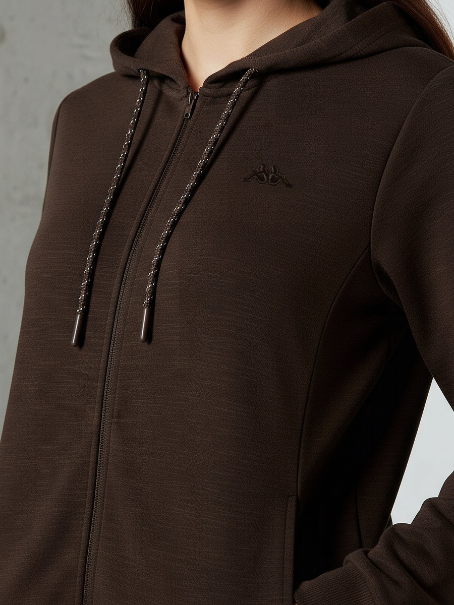 Women Logo Detail Zip Through Hoodie with Long Sleeves