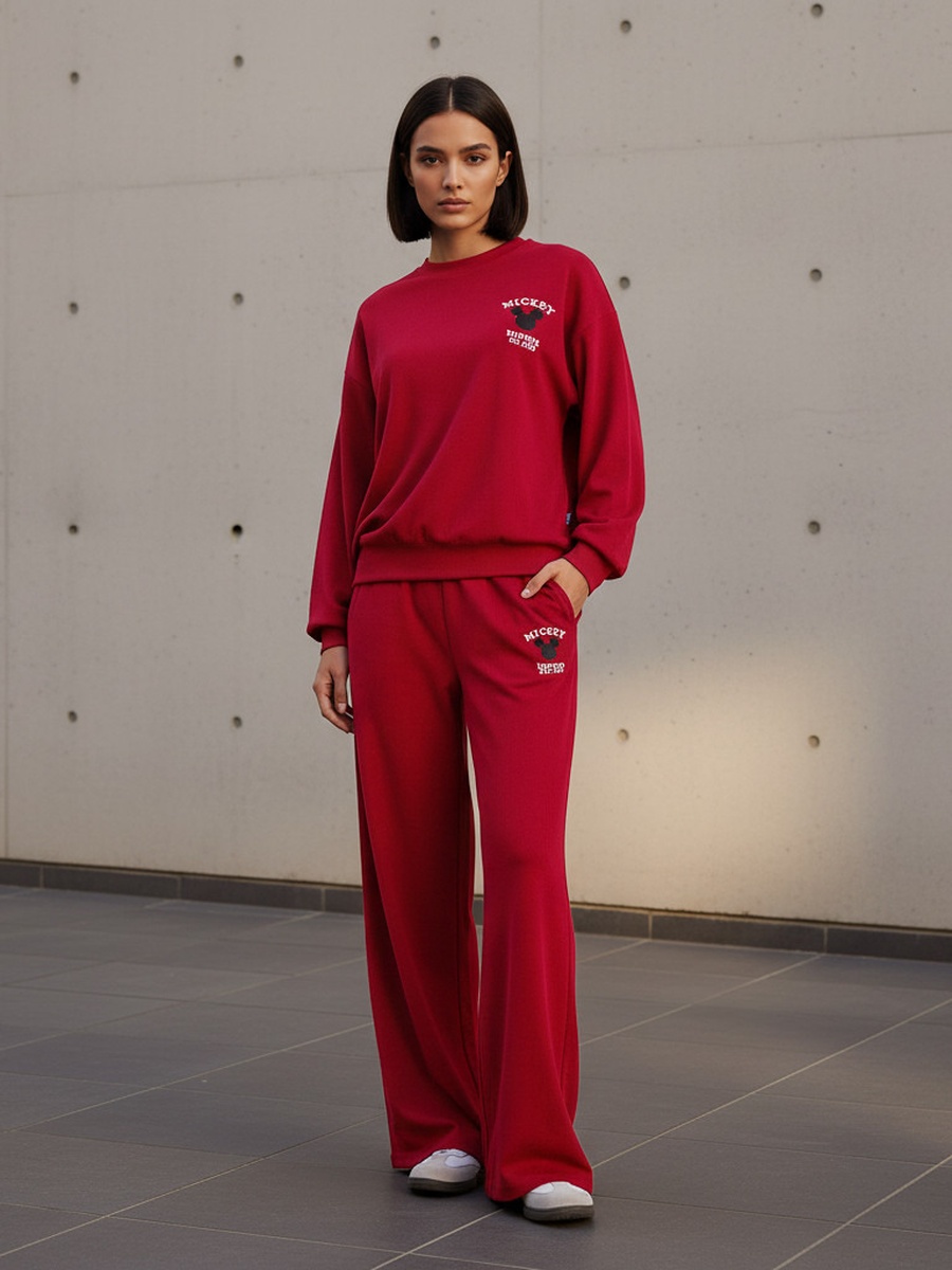 Oversized Sweatshirt with Mickey Mouse Embroidery Detail