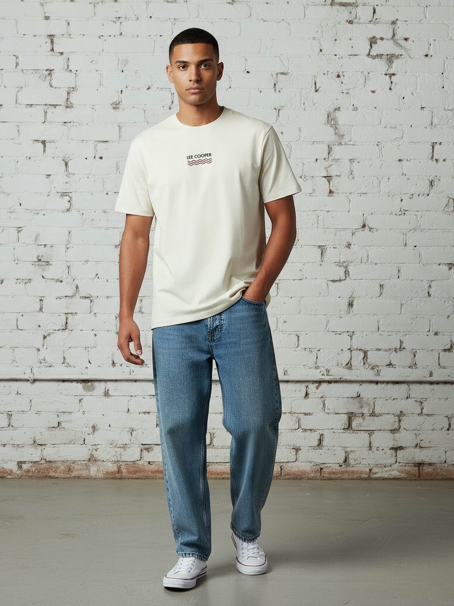 Men Regular Fit Crew Neck Short Sleeves Logo Embroidered T-Shirt
