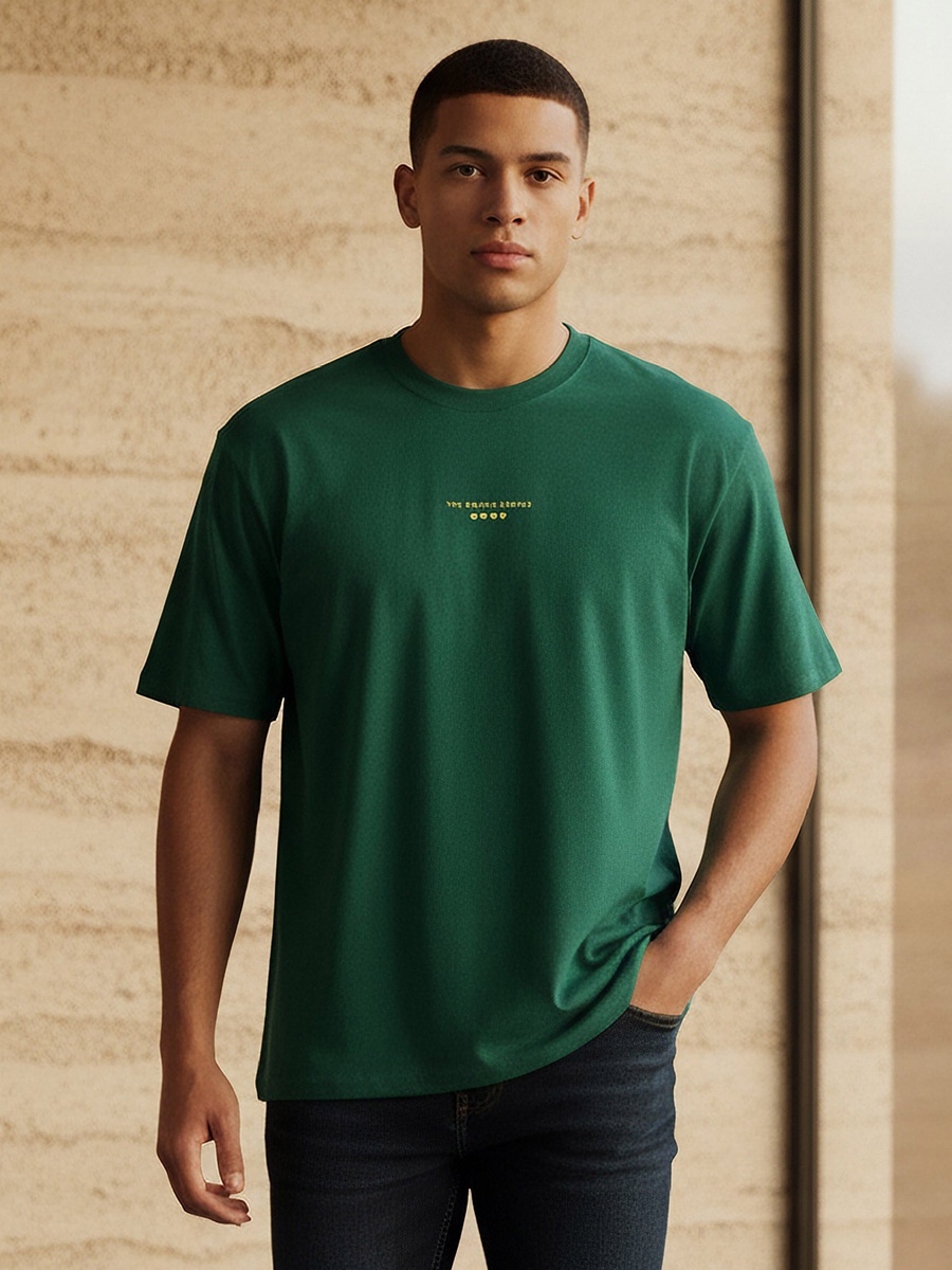 Men Regular Fit Crew Neck Short Sleeves Printed T-Shirt