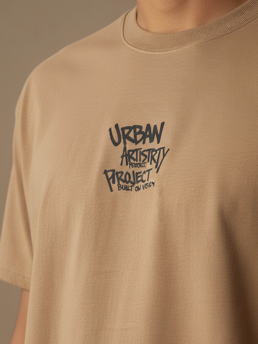 Men Regular Fit Crew Neck Short Sleeves Typographic Print T-Shirt