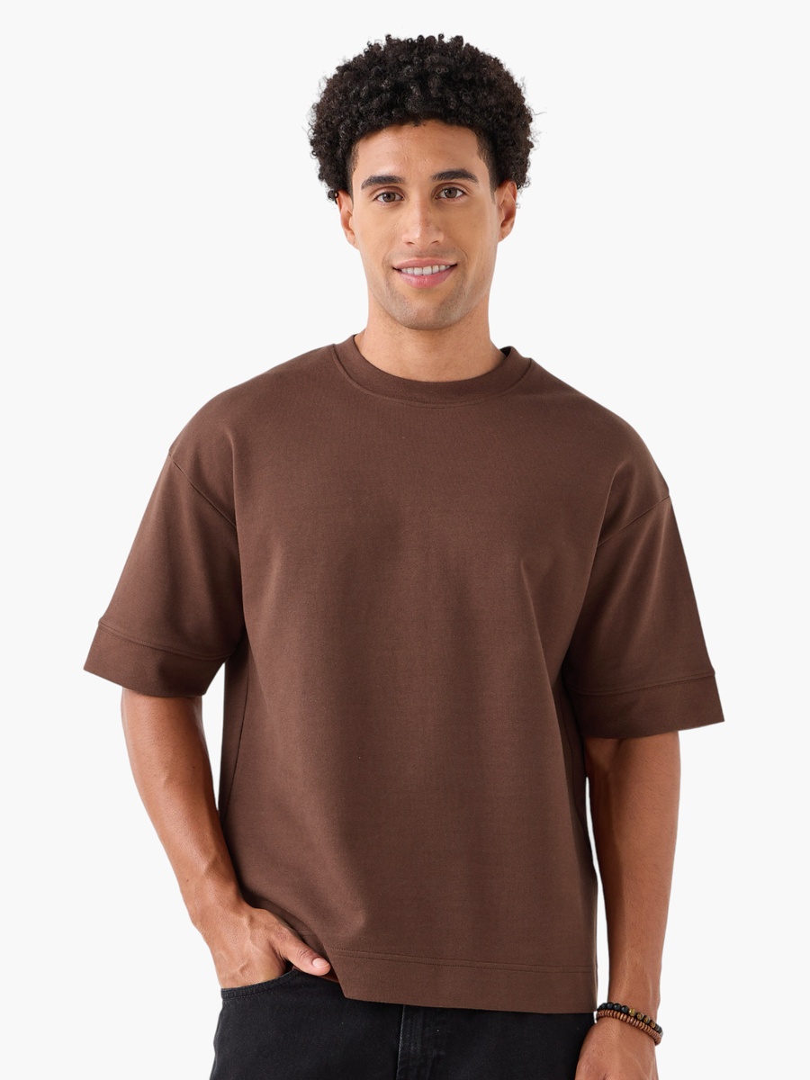 Men Crew Neck Short Sleeves Boxy T-Shirt