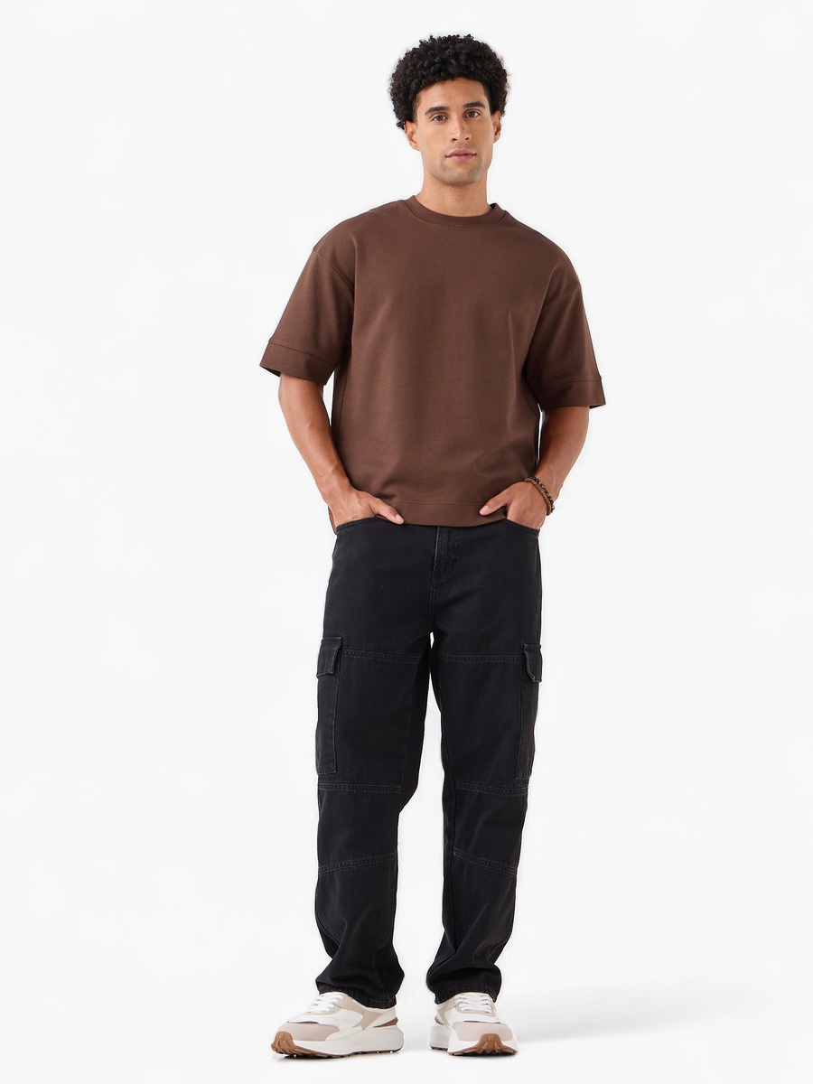 Men Crew Neck Short Sleeves Boxy T-Shirt