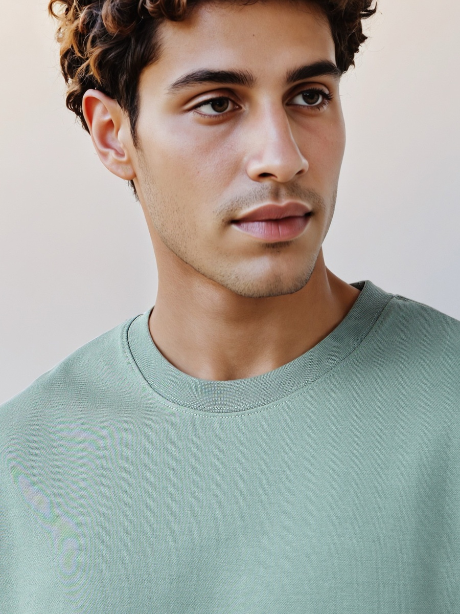 Men Crew Neck Short Sleeves Boxy T-Shirt