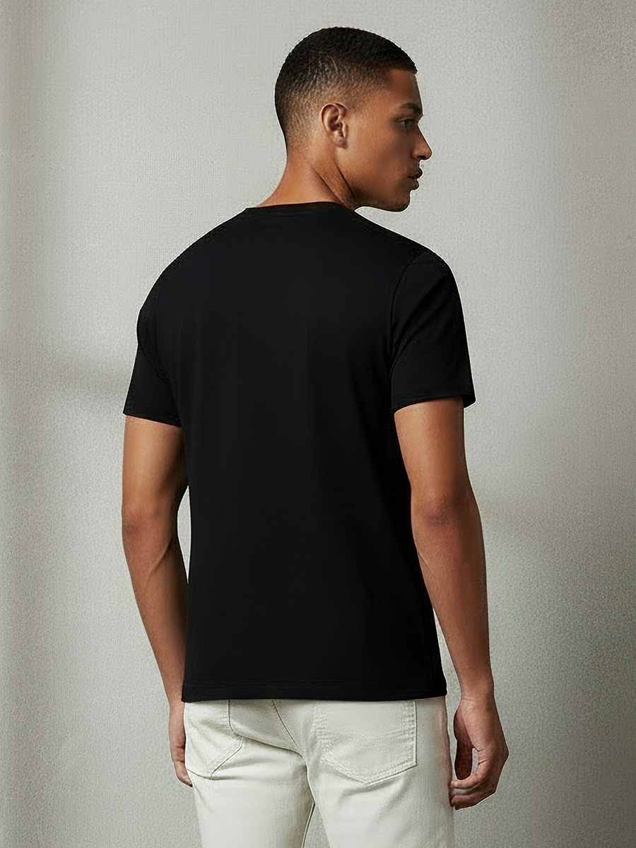 Men Slim Fit Crew Neck Short Sleeves Graphic Print T-Shirt