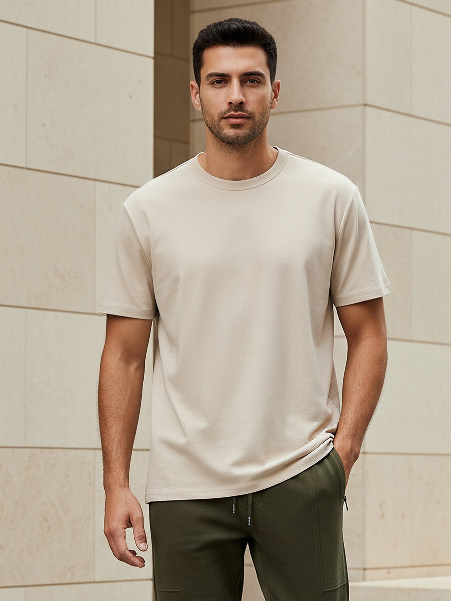 Men Relaxed Fit Crew Neck Short Sleeves T-Shirt
