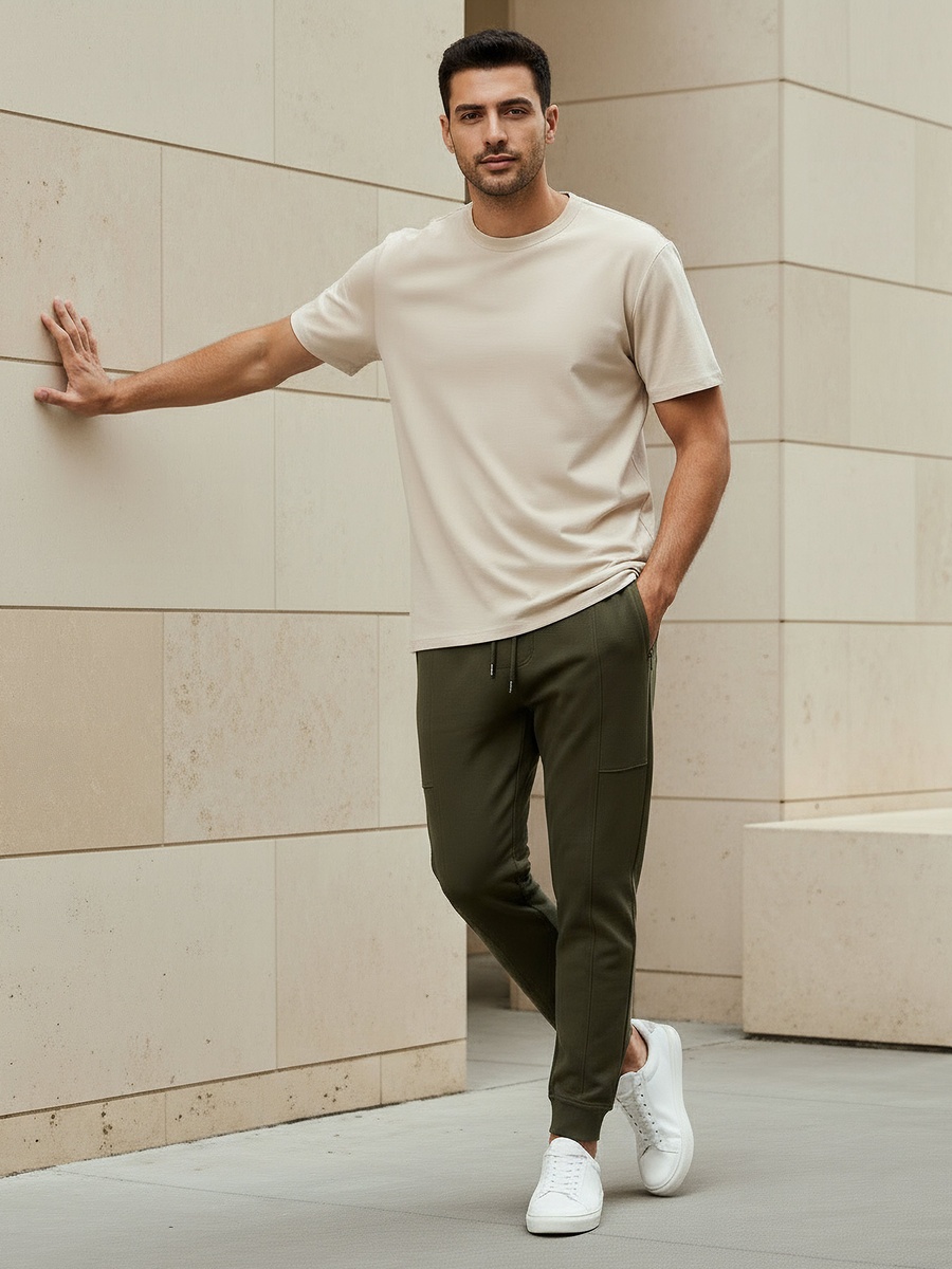 Men Relaxed Fit Crew Neck Short Sleeves T-Shirt