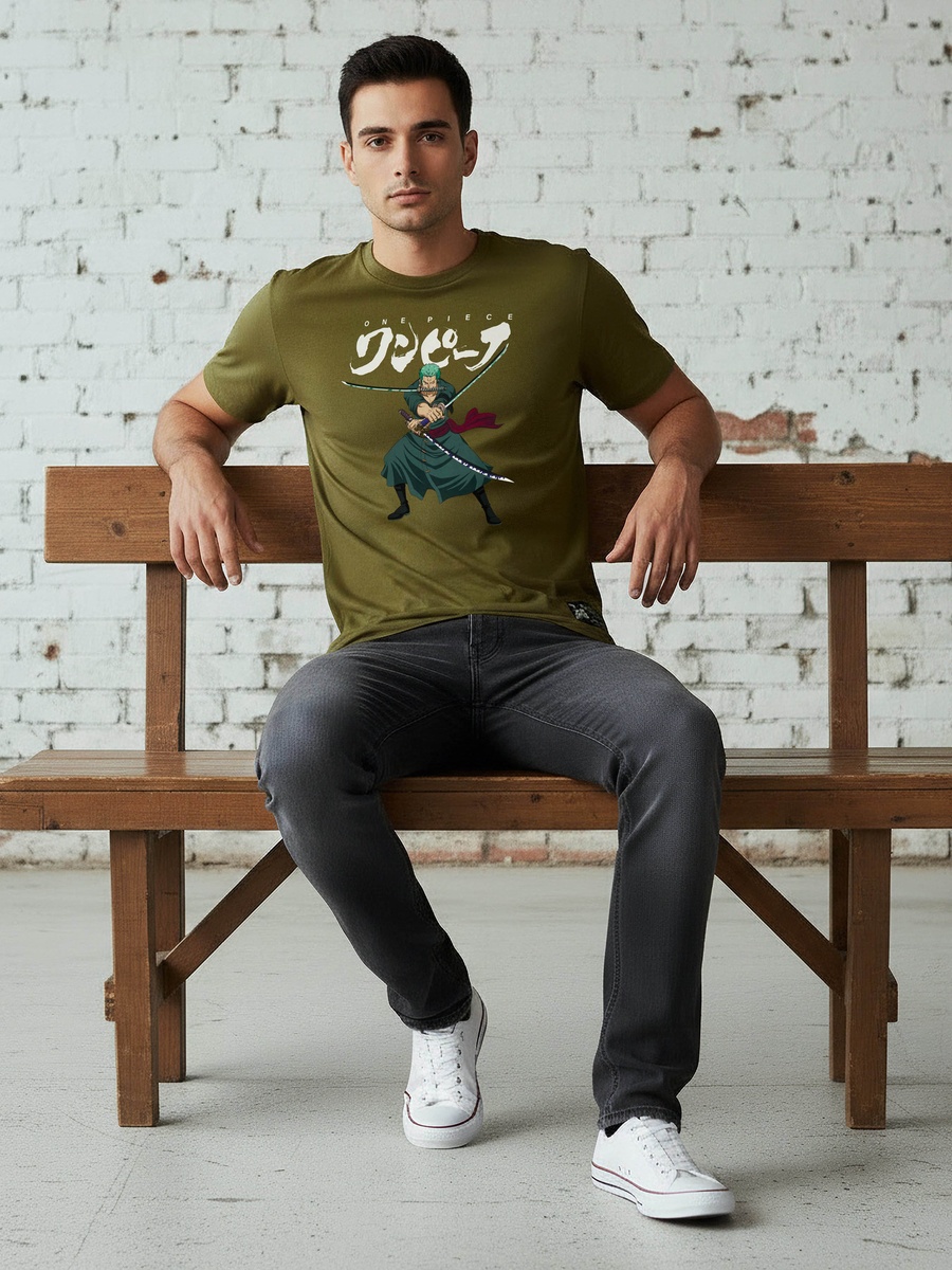 Men Regular Fit Round Neck Short Sleeves One Piece Print T-Shirt