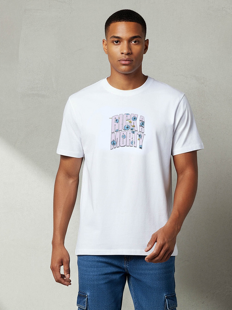 Men Regular Fit Crew Neck Short Sleeves Rick and Morty Print T-Shirt