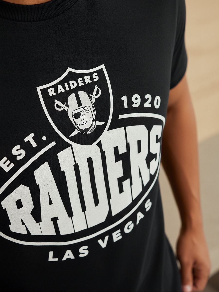 Men Regular Fit Crew Neck Short Sleeves Raiders Print T-Shirt