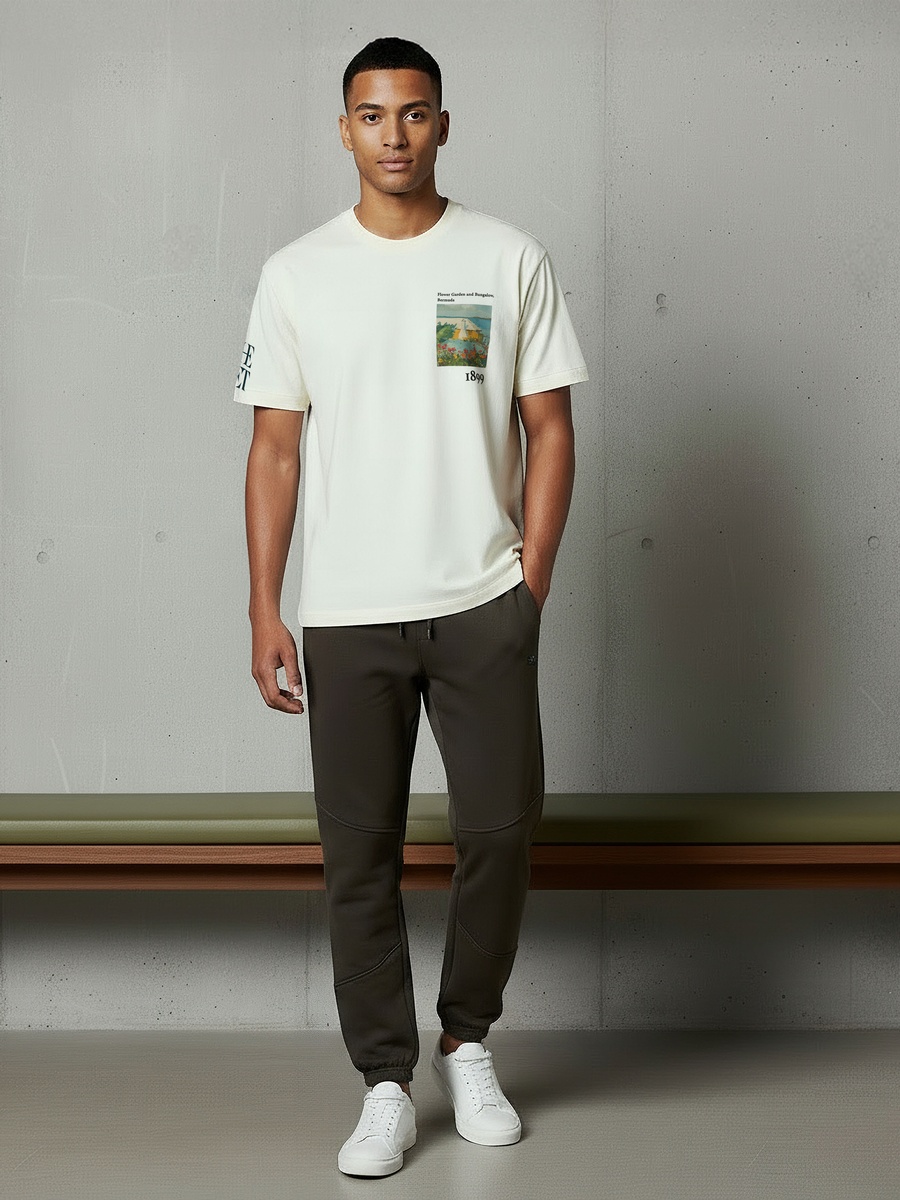 Men Regular Fit Crew Neck Short Sleeve Graphic Print T-Shirt