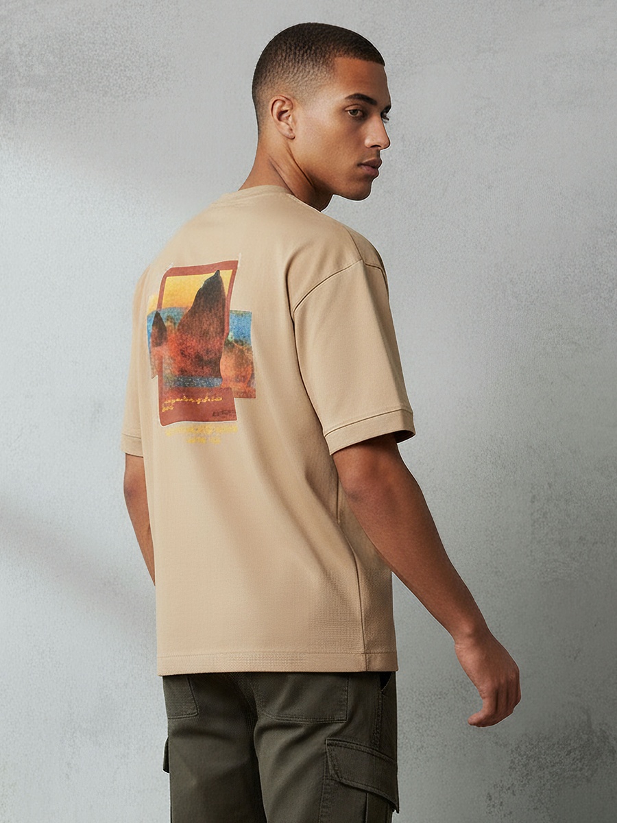 Men Regular Fit Crew Neck Short Sleeves Graphic Print T-Shirt