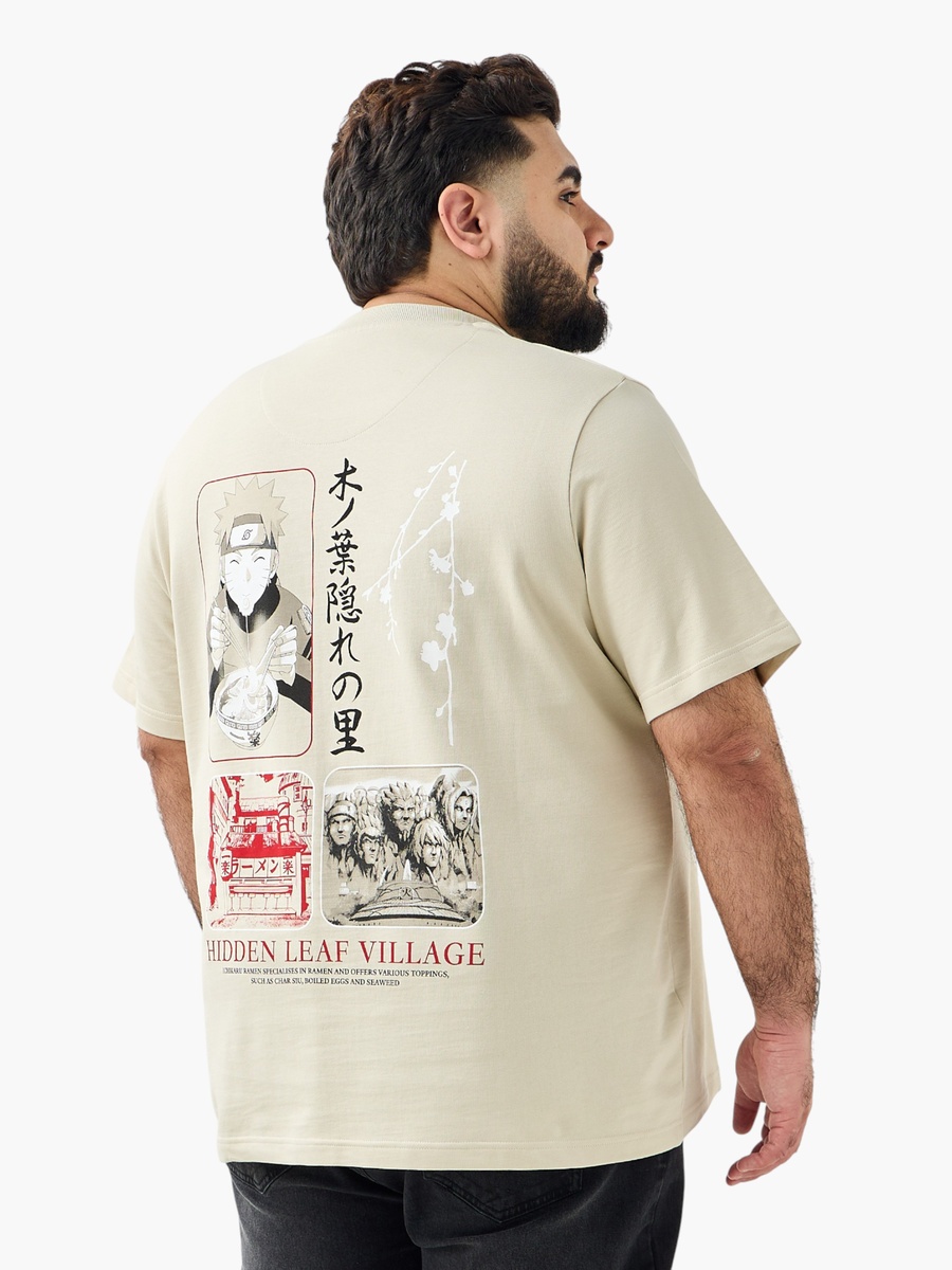 Plus Regular Fit Crew Neck Short Sleeves Naruto Shippuden Print T-Shirt