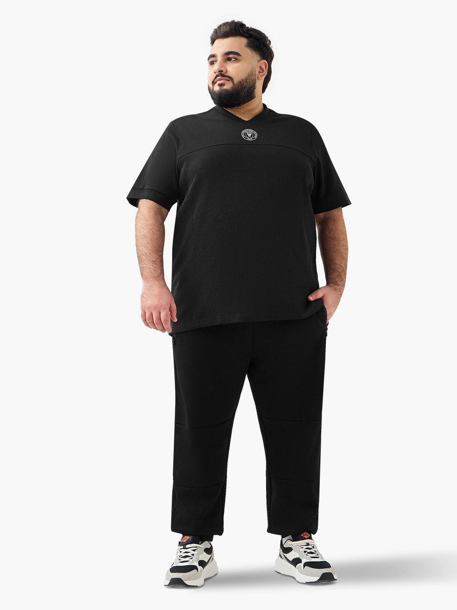 Plus Regular Fit V Neck Short Sleeves Printed T-Shirt