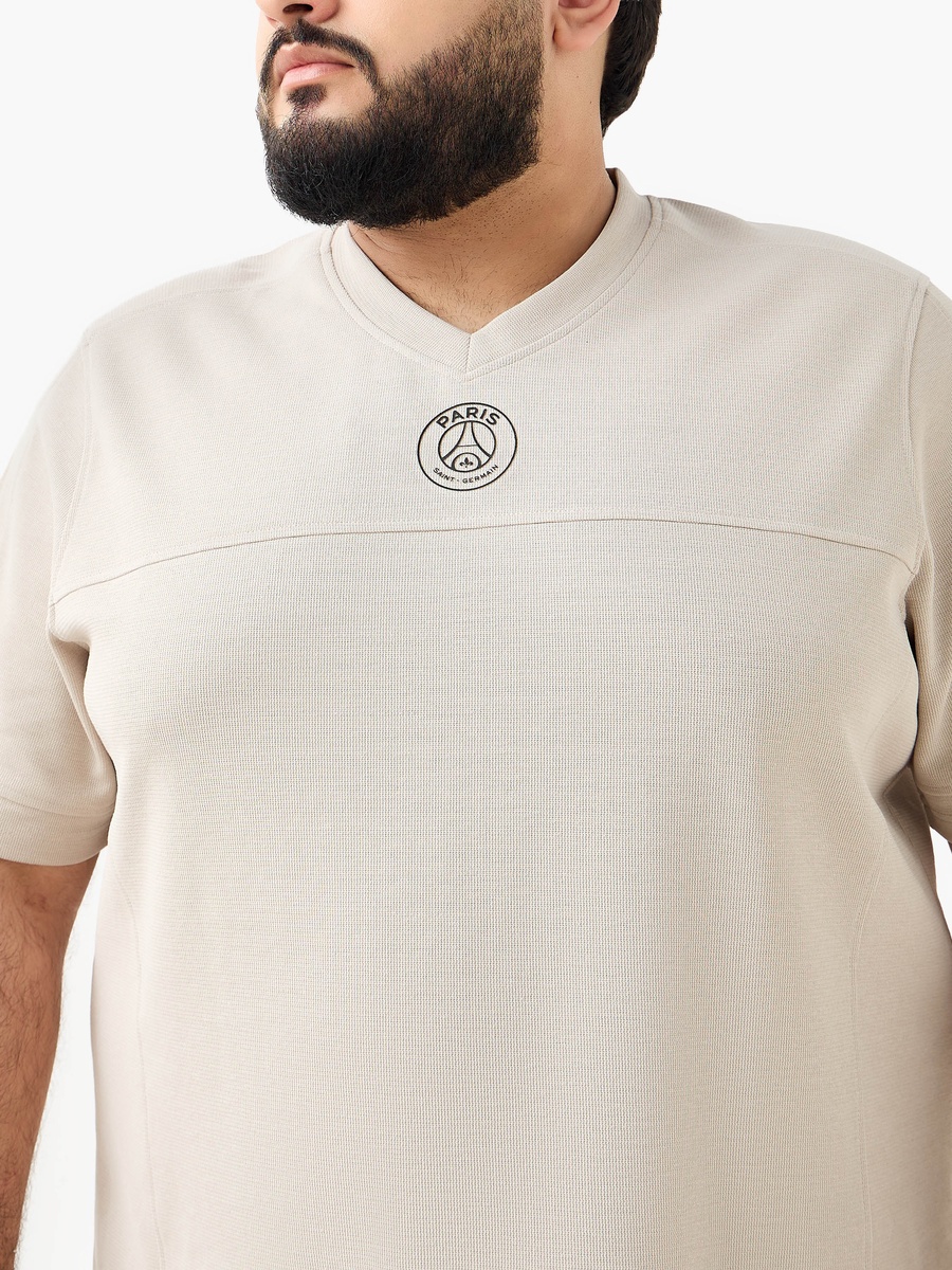 Plus Regular Fit V Neck Short Sleeves Printed T-Shirt