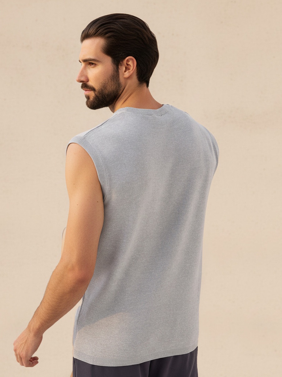 Men Crew Neck Sleeveless Sweater