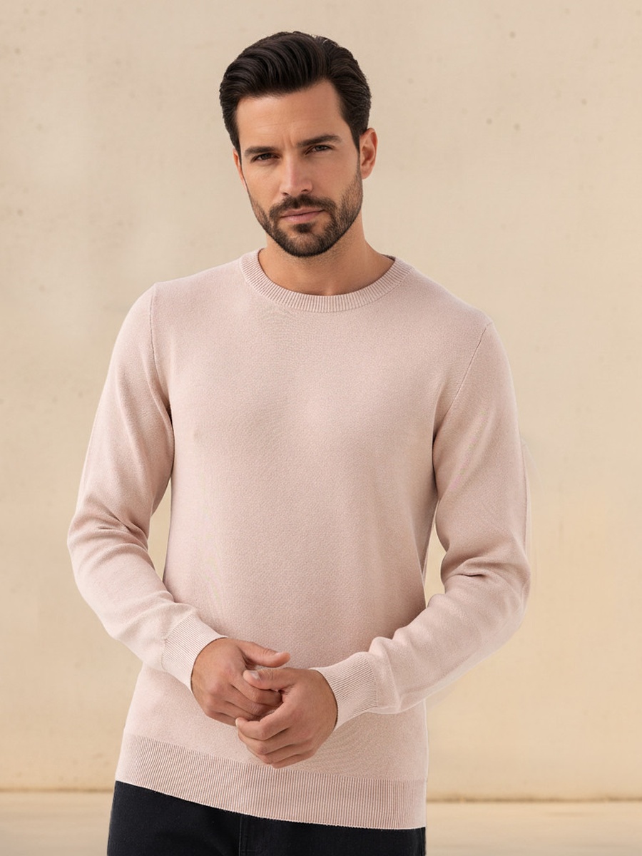 Men Crew Neck Textured Sweater