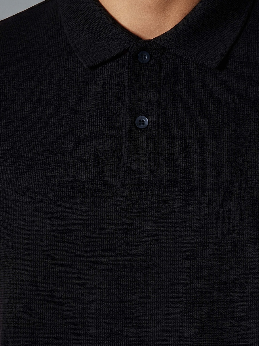 Men Short Sleeve Textured Polo T-Shirt