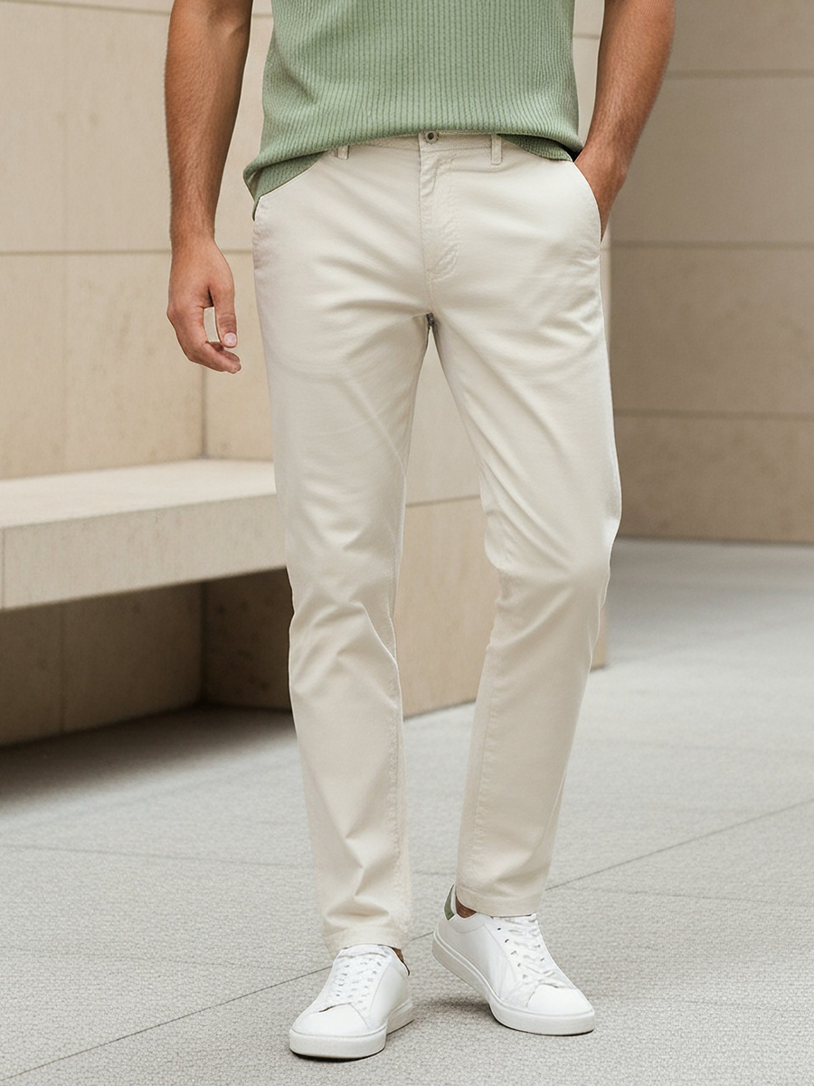 Men Slim Fit Chinos with Pockets
