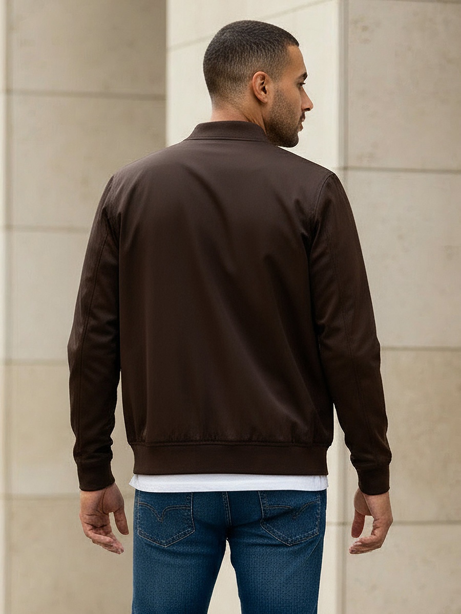 Men Bomber Jacket with Zip Closure