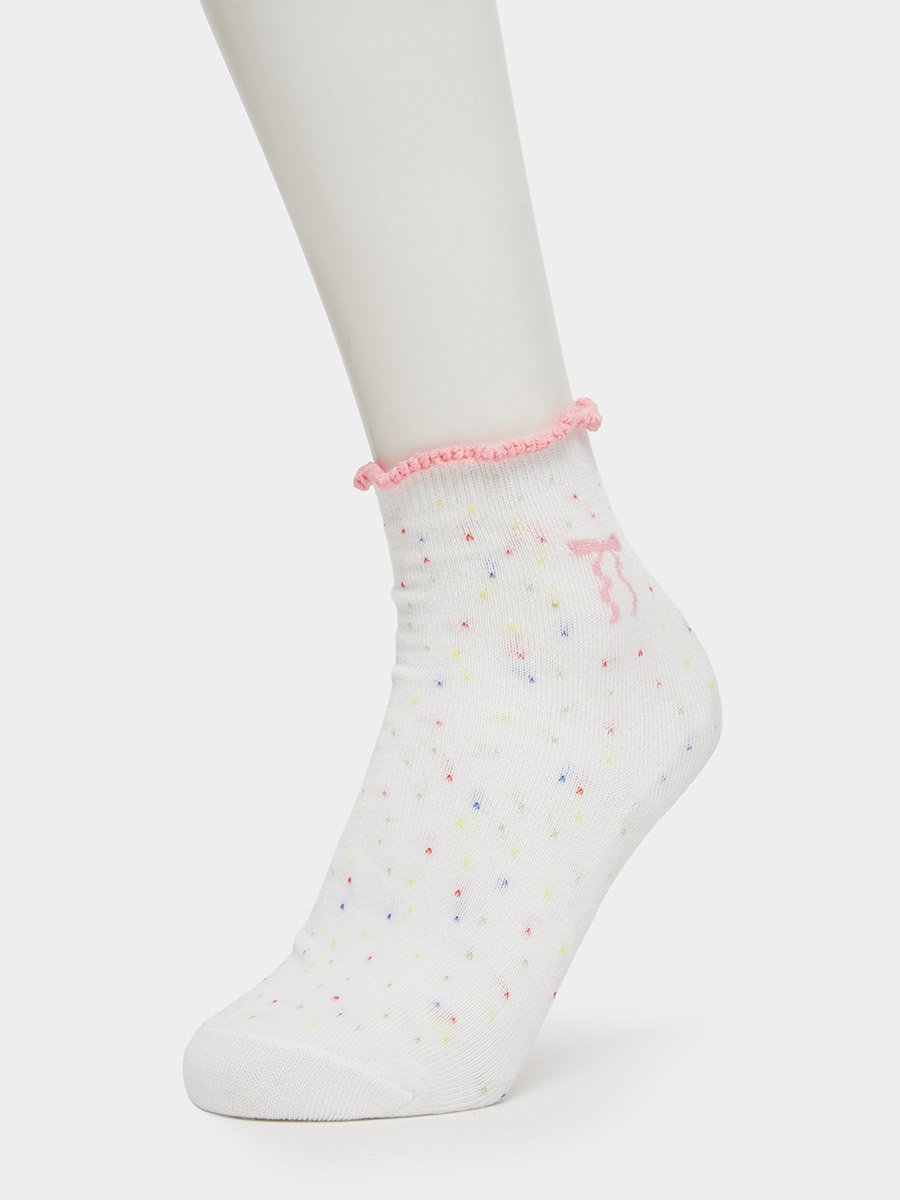 Pack of 5 - White Crew Socks with Ruffle Trim