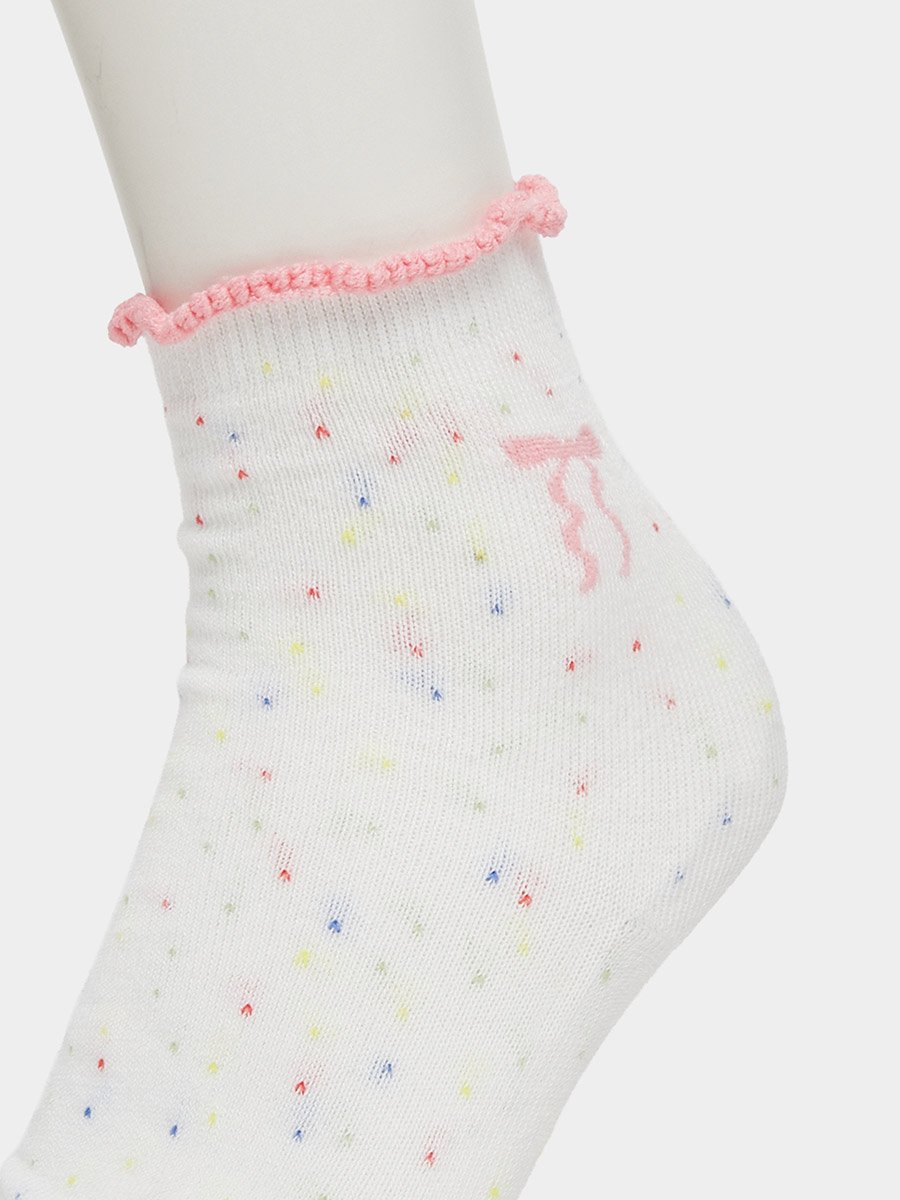 Pack of 5 - White Crew Socks with Ruffle Trim