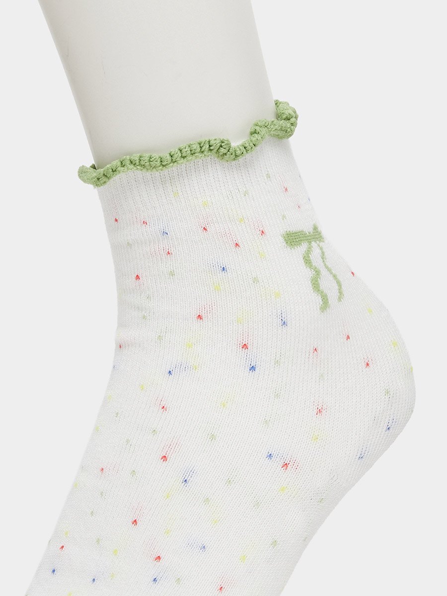 Pack of 5 - White Crew Socks with Ruffle Trim