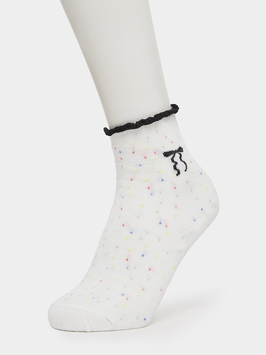 Pack of 5 - White Crew Socks with Ruffle Trim