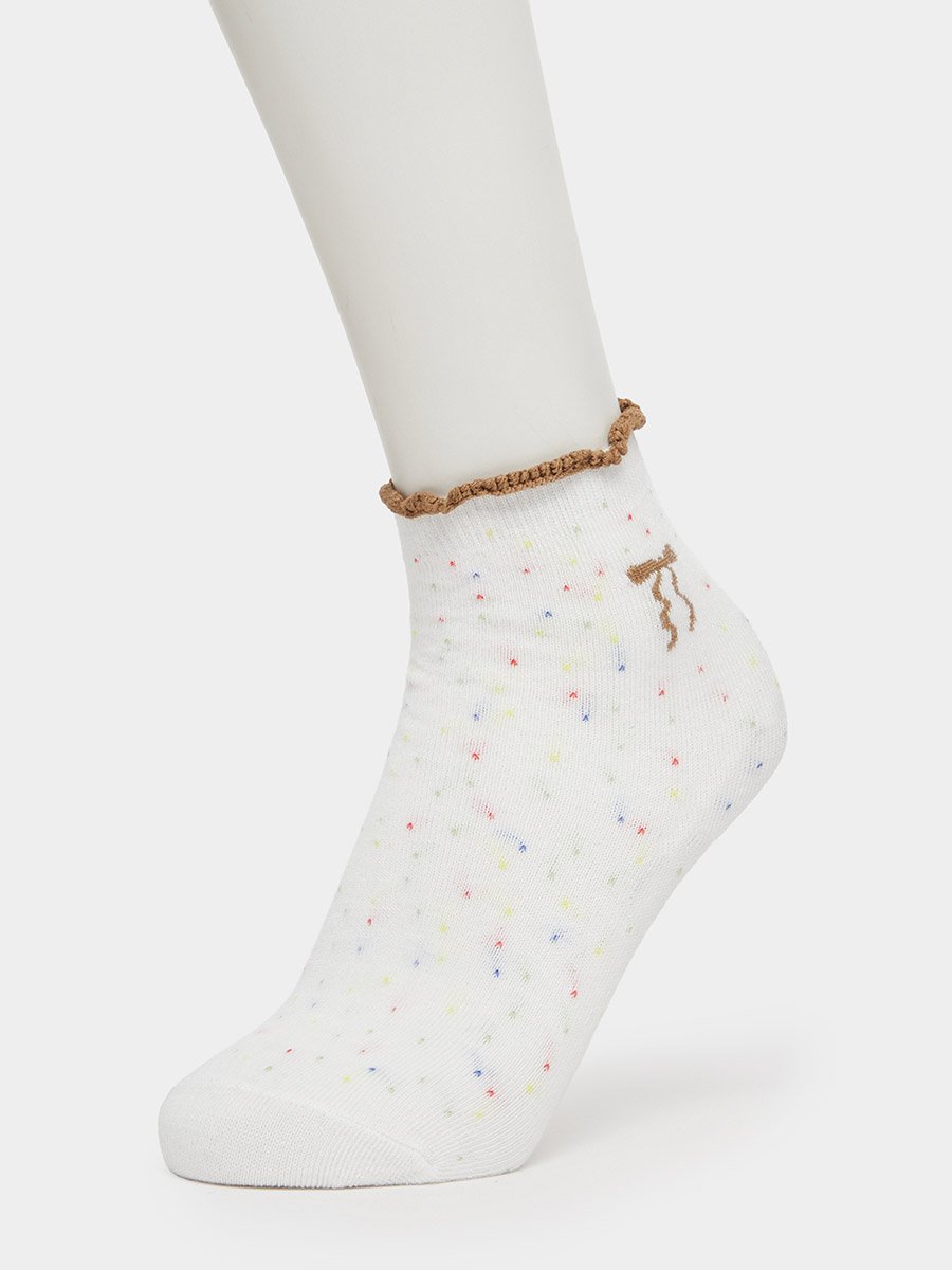 Pack of 5 - White Crew Socks with Ruffle Trim