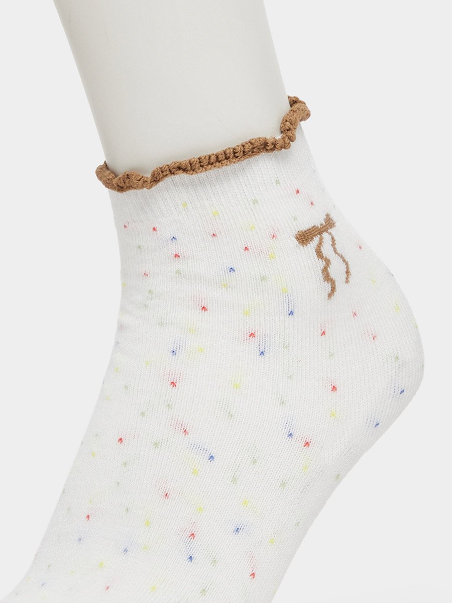 Pack of 5 - White Crew Socks with Ruffle Trim